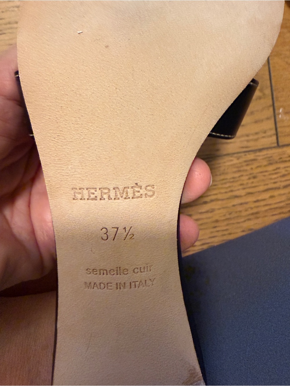 Hermes Black Leather Oasis Sandals - Picture 9 of 9